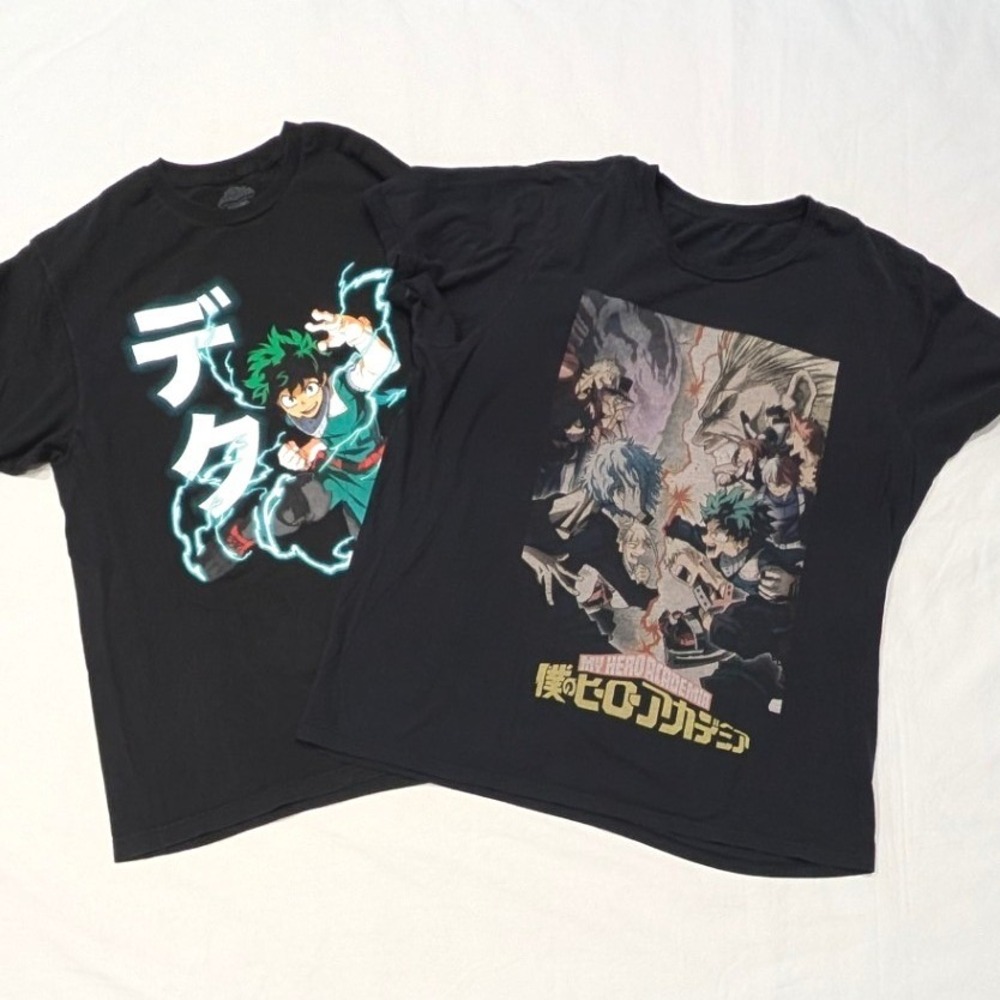 My Hero Academia Graphic T-Shirt Bundle Deku Villains Black Men's Large 2XL